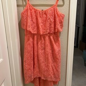 Peach high-low sun dress